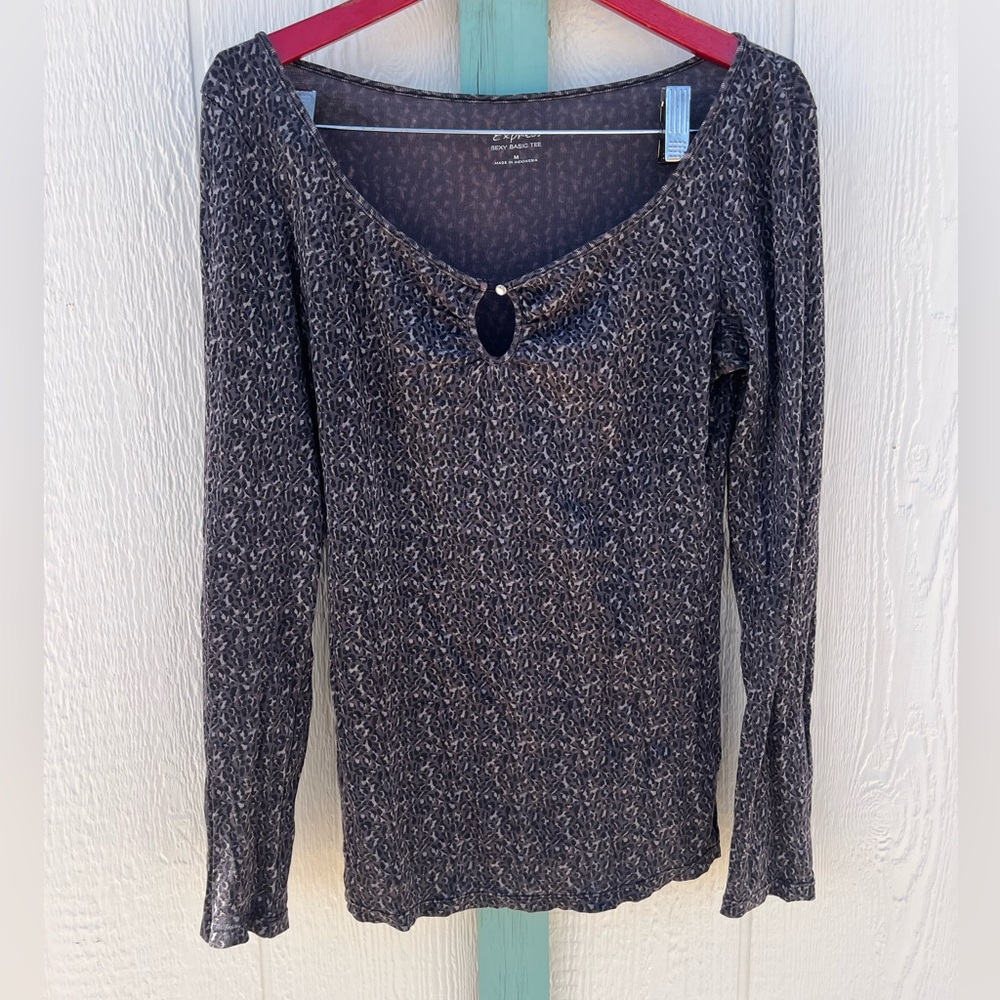 Y2K 2007 Leopard Print Bling Top M